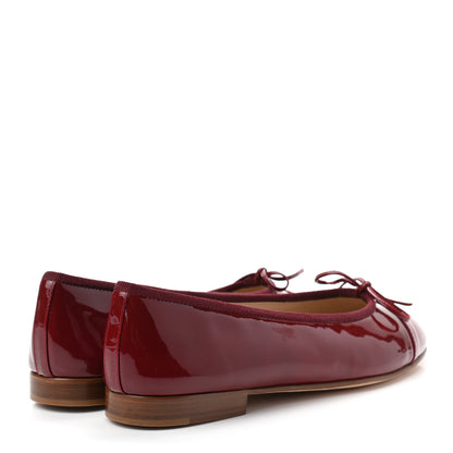Chanel Patent CC Cap Toe Ballerina Flats 37.5 Red 4 of 7