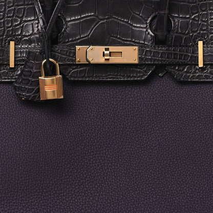 Hermes Togo Matte Alligator Birkin Touch 30 Raisin Prunoir 14 of 23