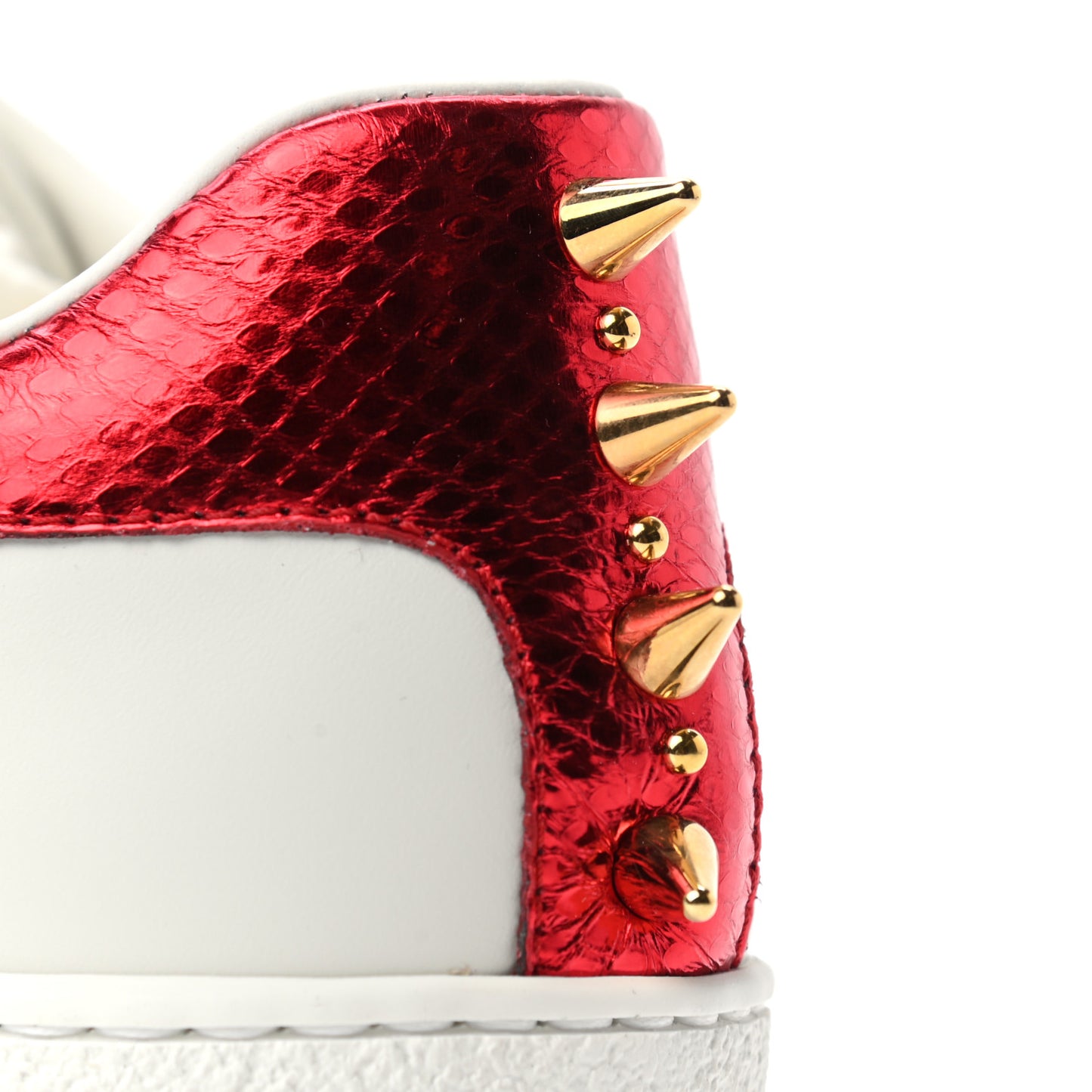 Calfskin Web Pearl Studded Womens Ace Sneakers 39.5 White