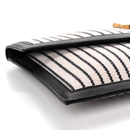 Saint Laurent Canvas Striped Uptown Pouch Beige Black 8 of 9