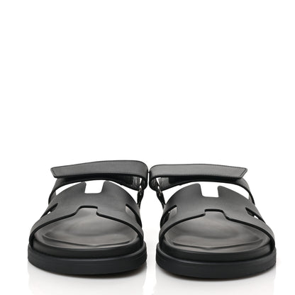 Hermes Calfskin Womens Chypre Sandals 39 Black 2 of 9