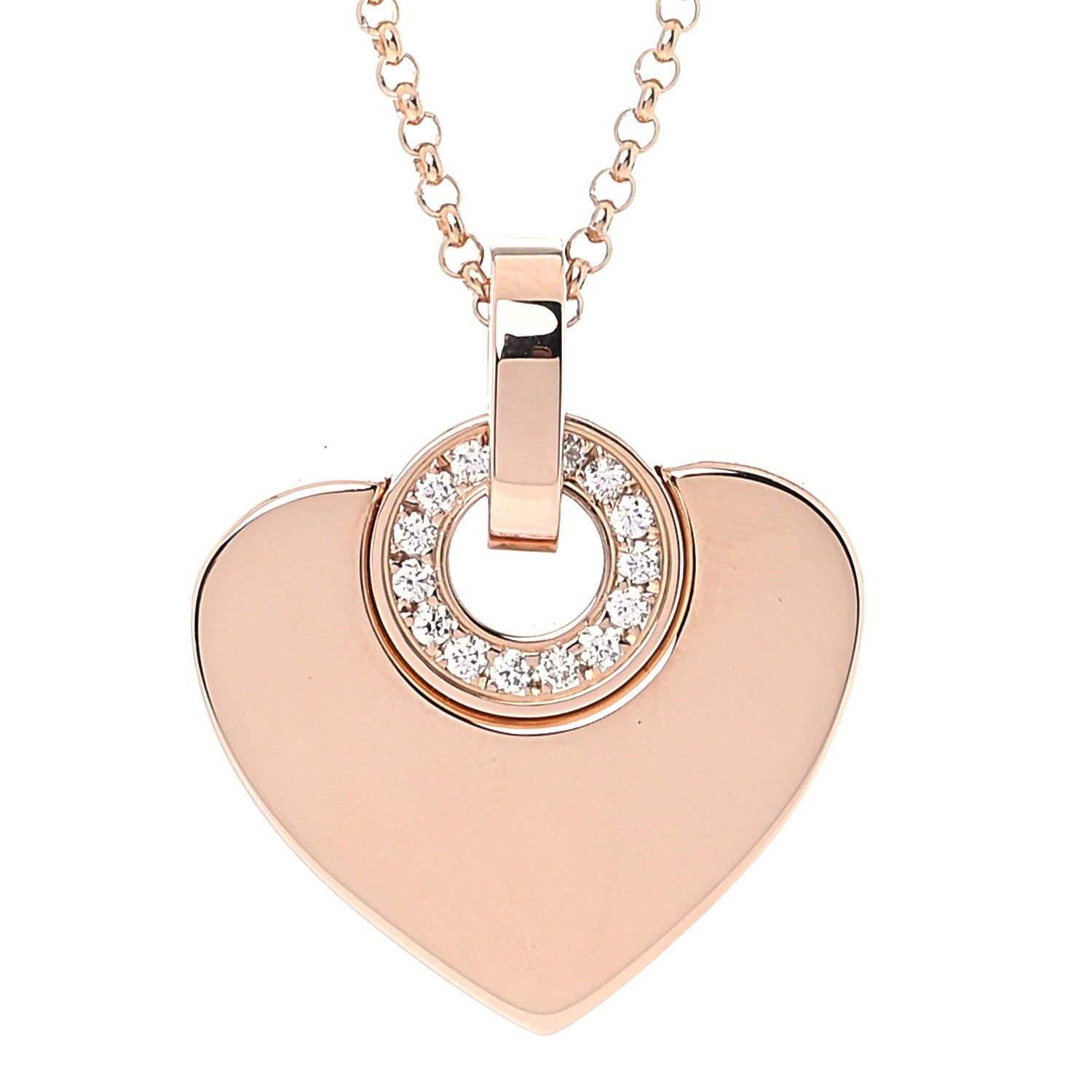 Bulgari 18K Rose Gold Diamond BVLGARI BVLGARI Cuore Pendant Necklace 3 of 7