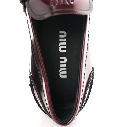 Miu Miu Spazzolato Fume Penny Platform Loafers 39 Porpora 8 of 10