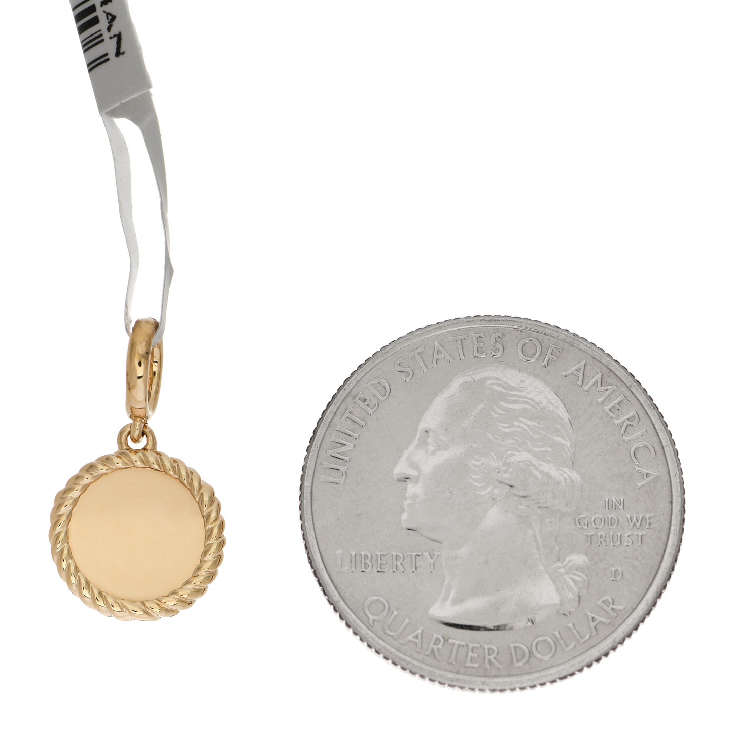 18K Yellow Gold Small Engravable Circle Charm Enhancer Pendant