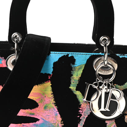 Christian Dior X CHRIS MARTIN Velvet Printed Medium Lady Dior Art Black Multicolor 7 of 9