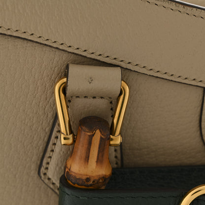 Gucci Textured Dollar Calfskin Web Medium Diana Tote Bag Oatmeal Vintage Green 13 of 14