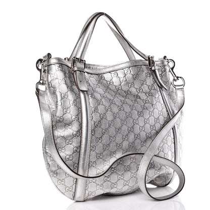 Gucci Metallic Guccissima Medium Britt Tote Silver 3 of 11