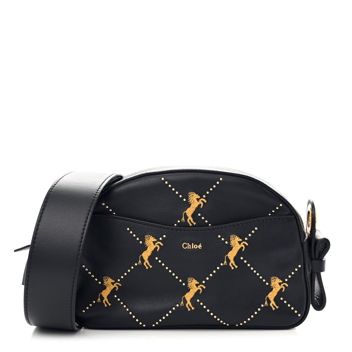 Chloe Smooth Calfskin Little Horses Embroidered Shoulder Bag Black 1 of 10