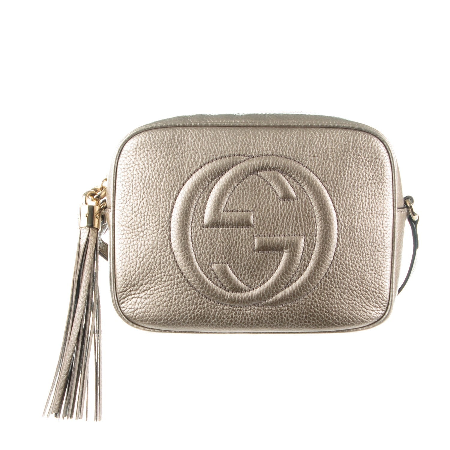 Gucci Metallic Pebbled Calfskin Small Soho Disco Bag Golden Beige 1 of 7