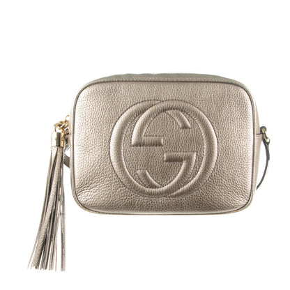 Gucci Metallic Pebbled Calfskin Small Soho Disco Bag Golden Beige 1 of 7