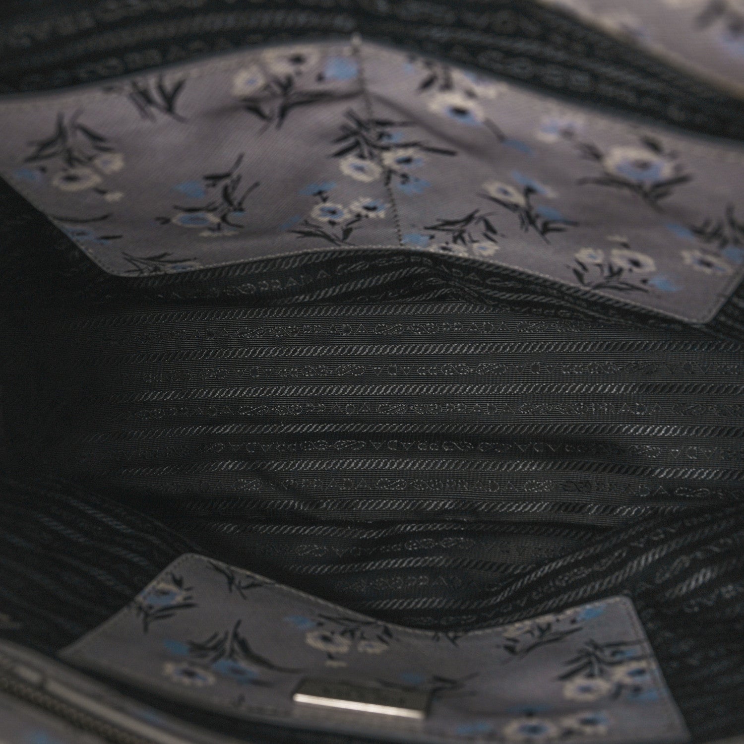 Prada Saffiano Floral Print Medium Galleria Double Zip Tote Acciaio 5 of 8