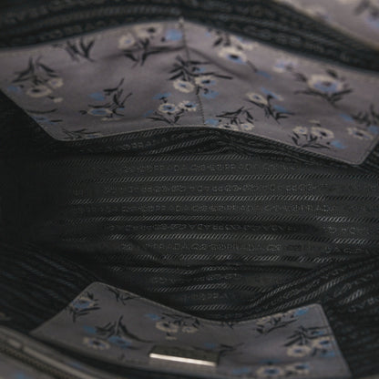 Prada Saffiano Floral Print Medium Galleria Double Zip Tote Acciaio 5 of 8