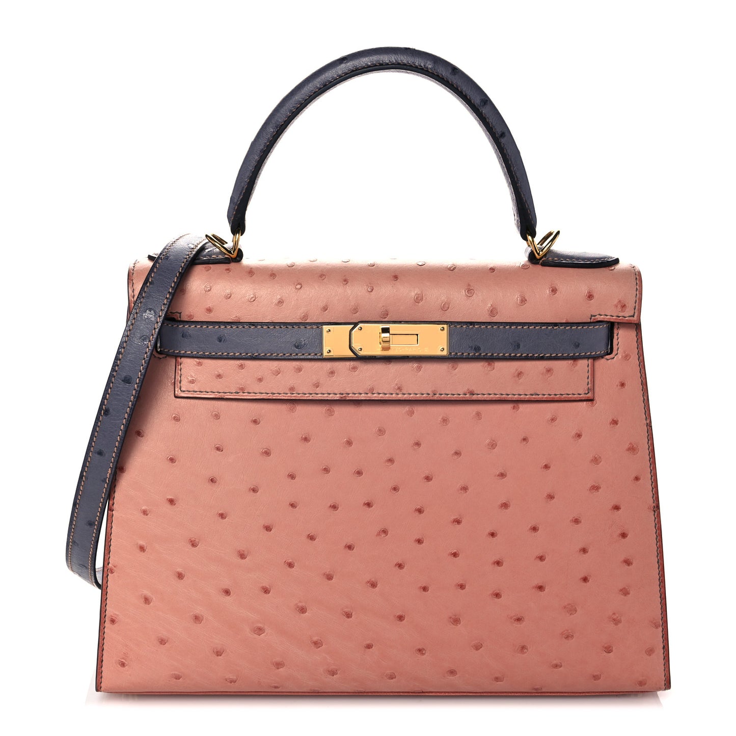 Ostrich Horseshoe Kelly Sellier 28 Terre Cuite Gris Agate