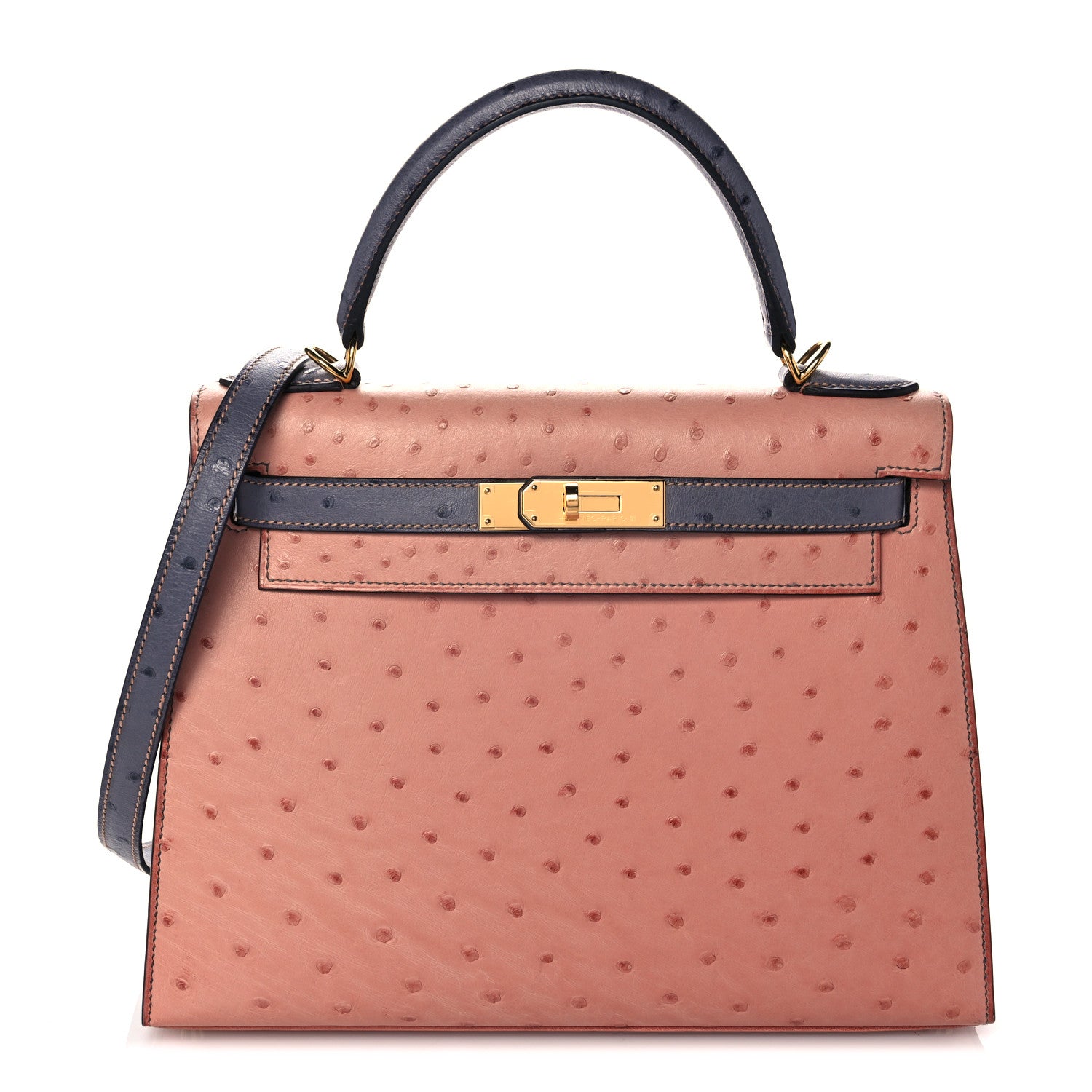 Hermes Ostrich Horseshoe Kelly Sellier 28 Terre Cuite Gris Agate 1 of 39