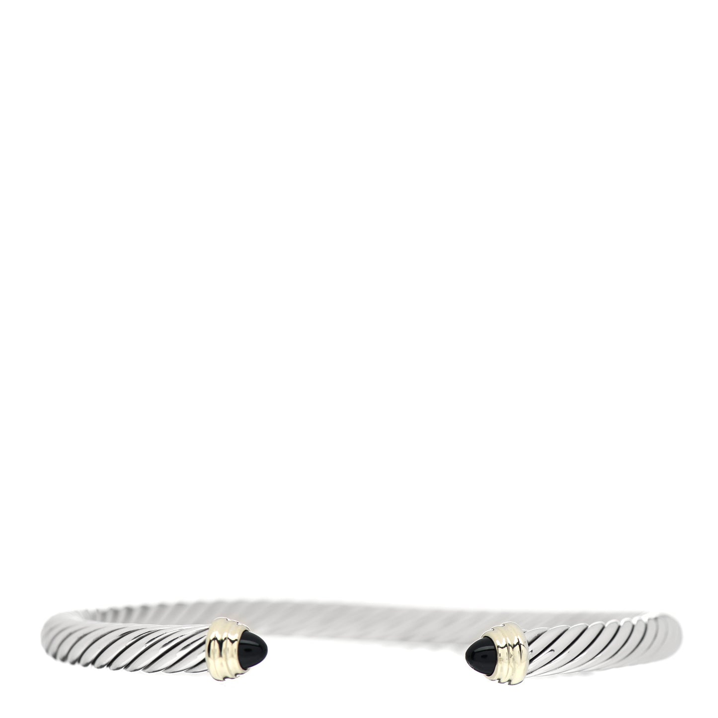 Sterling Silver 14K Yellow Gold Black Onyx 5mm Cable Classics Petite Color Bracelet