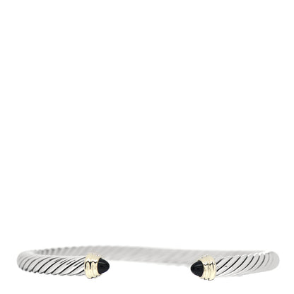 David Yurman Sterling Silver 14K Yellow Gold Black Onyx 5mm Cable Classics Petite Color Bracelet 1 of 4