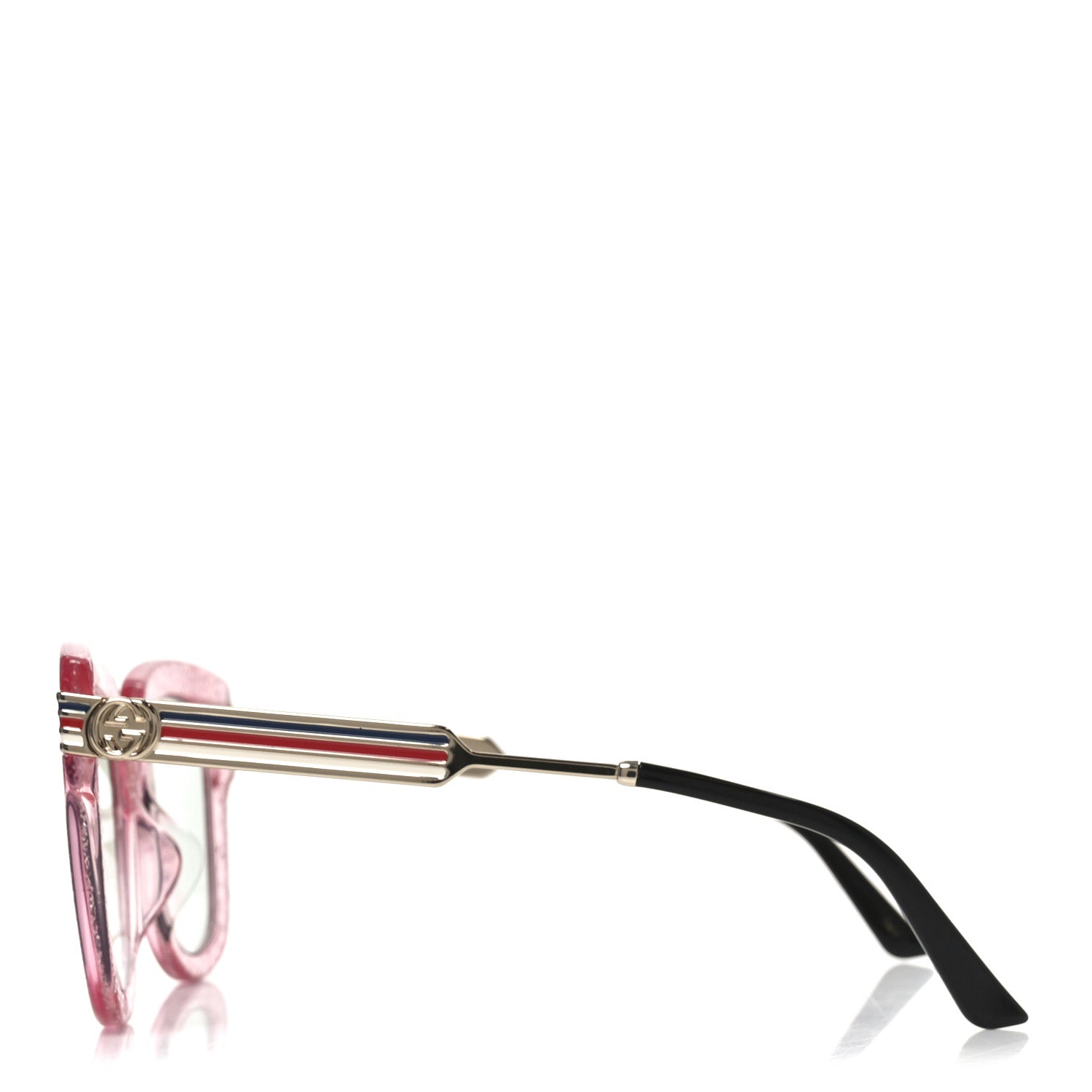 Gucci Acetate Square Frame Web Glitter GG0281SA Sunglasses Pink 3 of 7
