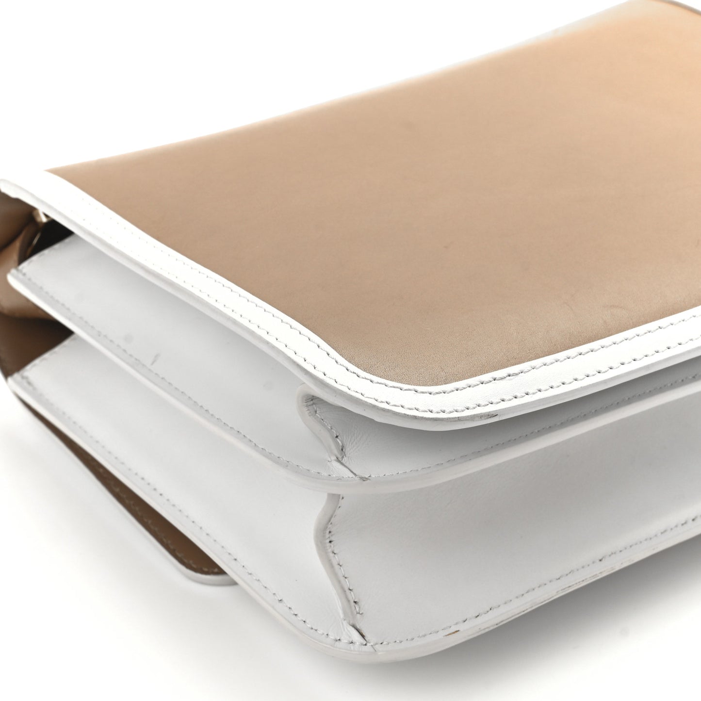 Smooth Calfskin Monogram Medium TB Bag Chalk White Camel