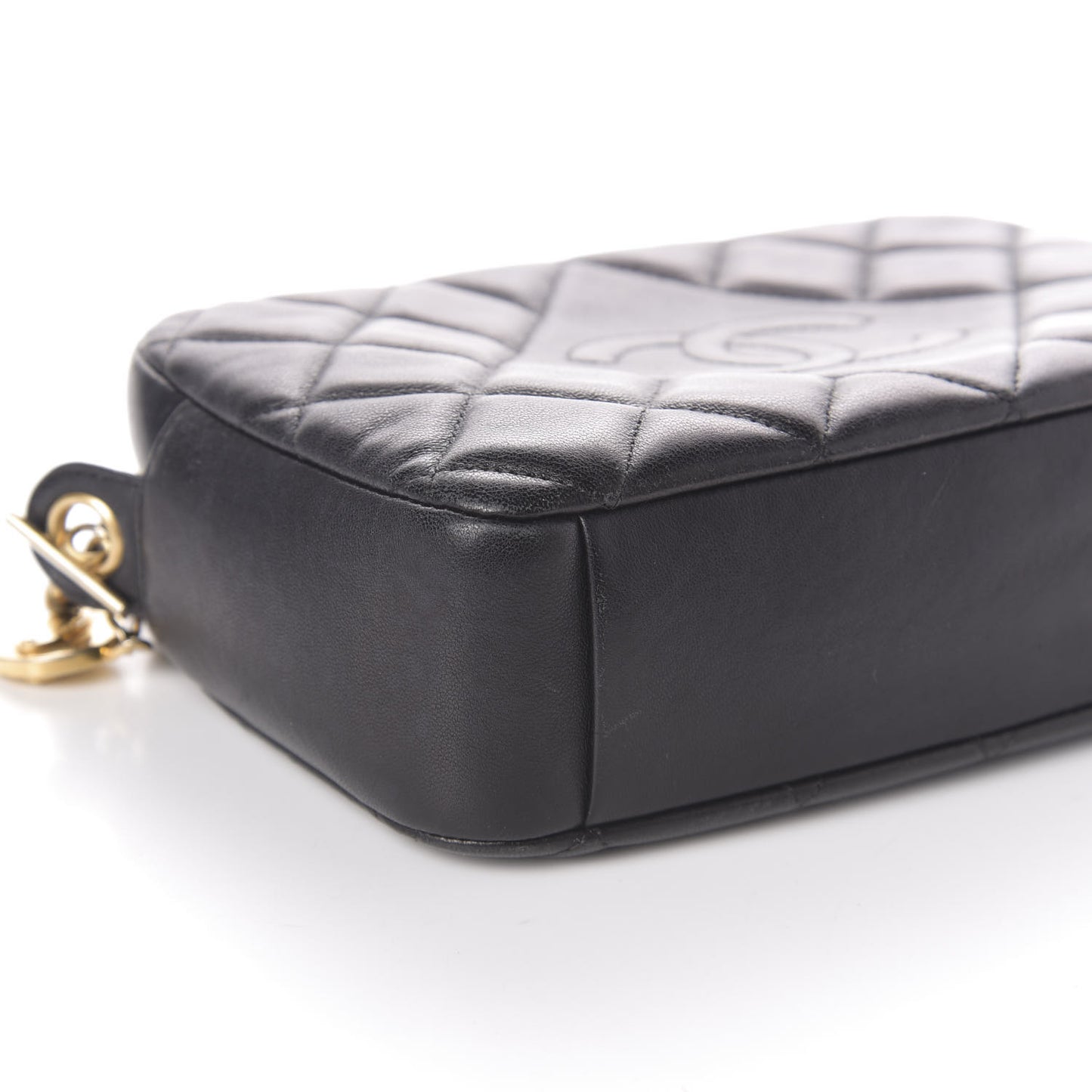 Lambskin Quilted Small Diamond CC Camera Case Black