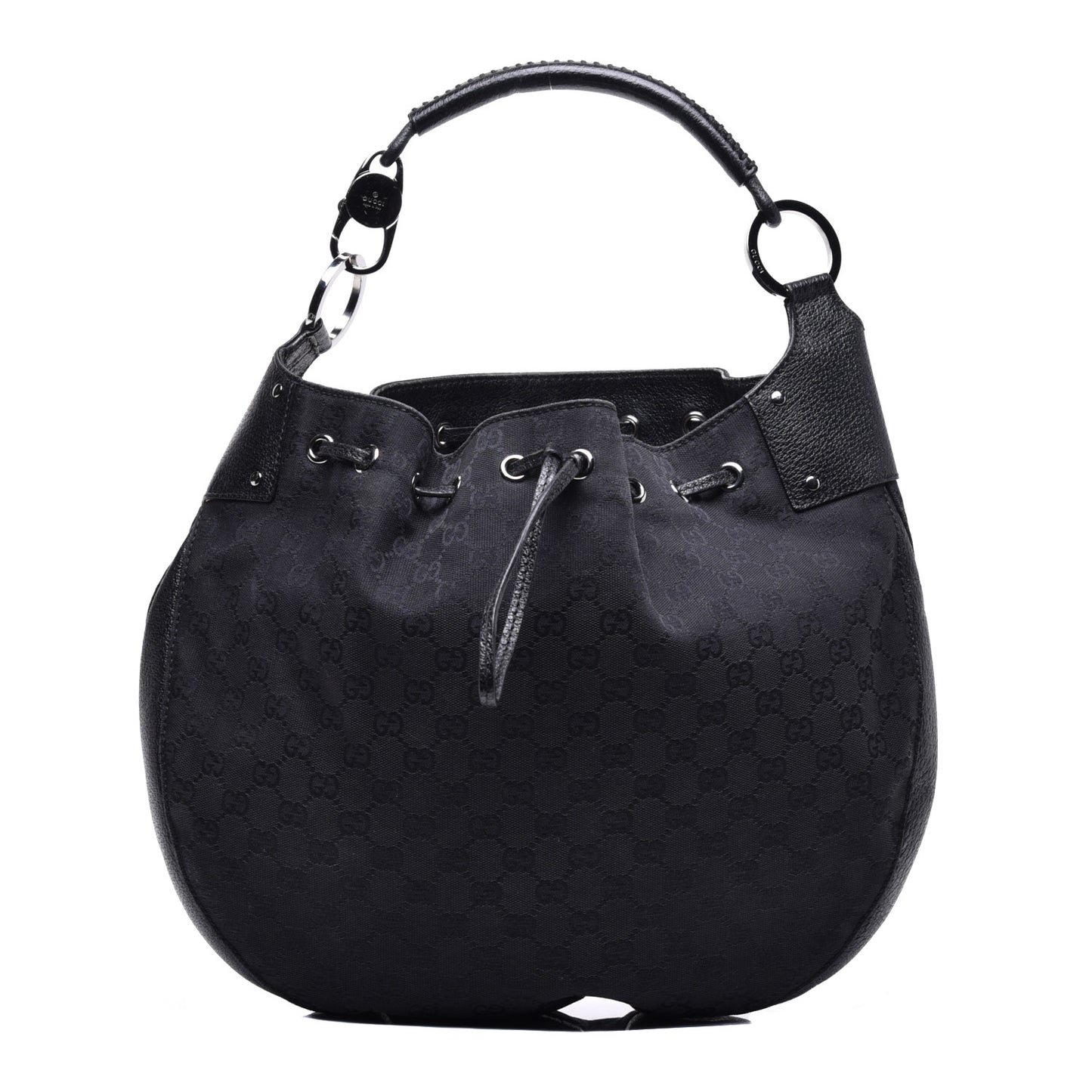 Monogram Drawstring Hobo Black
