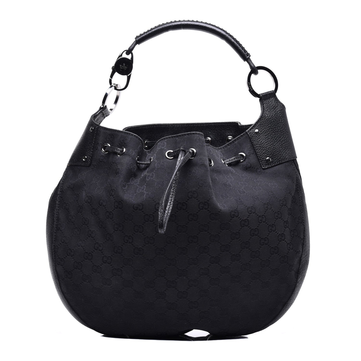 Gucci Monogram Drawstring Hobo Black 1 of 9