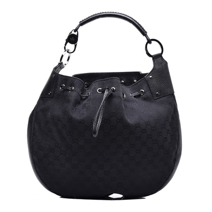 Gucci Monogram Drawstring Hobo Black 1 of 9