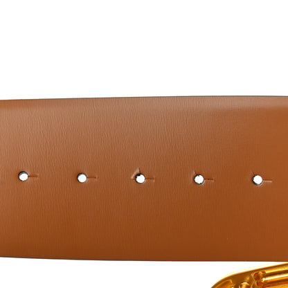 Valentino Garavani Glossy Calfskin VLogo Reversible 70mm Belt 80 32 Saddle Brown Yellow 4 of 10