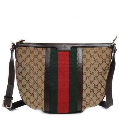 Gucci Monogram Vintage Web Medium Half Moon Hobo Ebony 1 of 7
