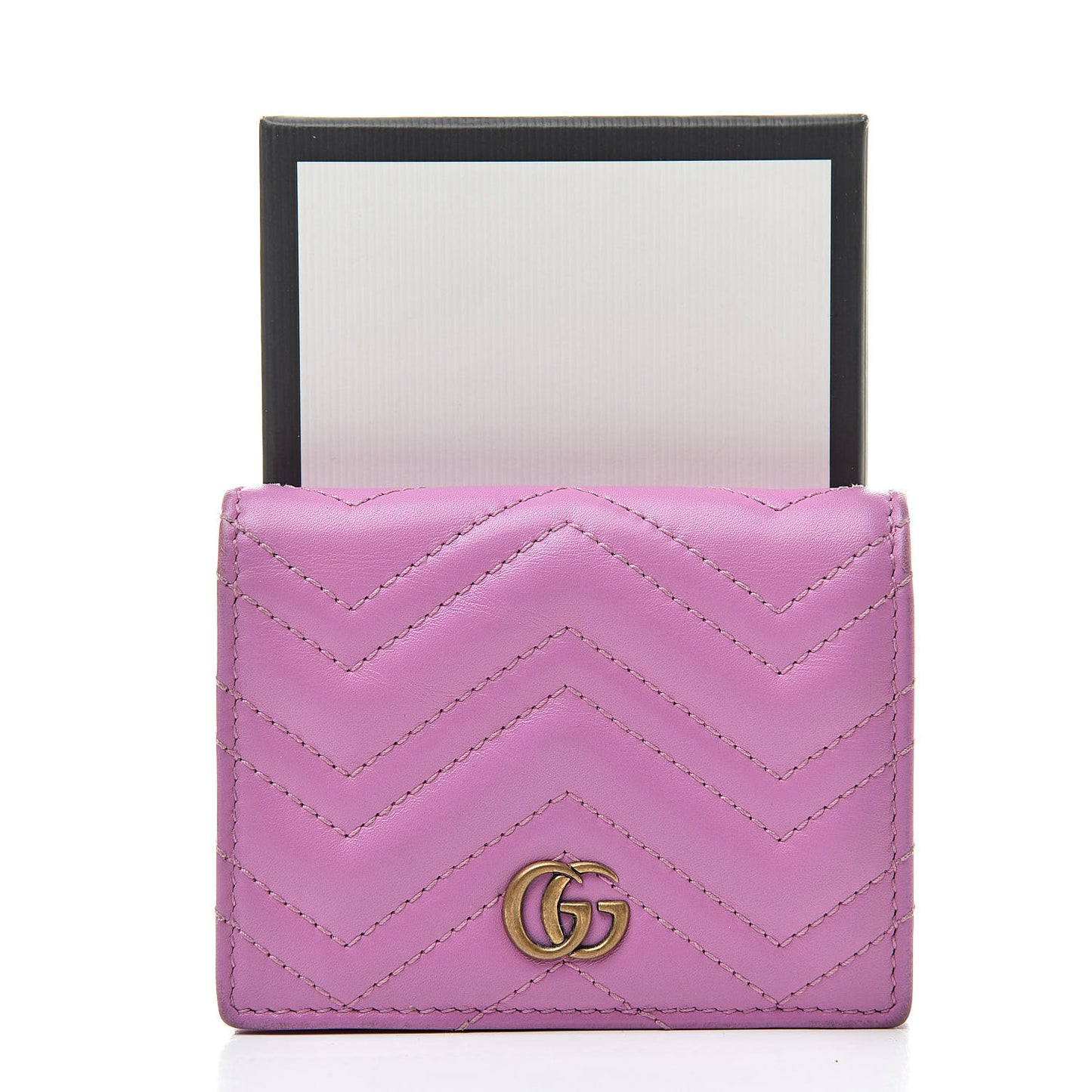 Calfskin Matelasse GG Marmont Card Case Candy Mousse