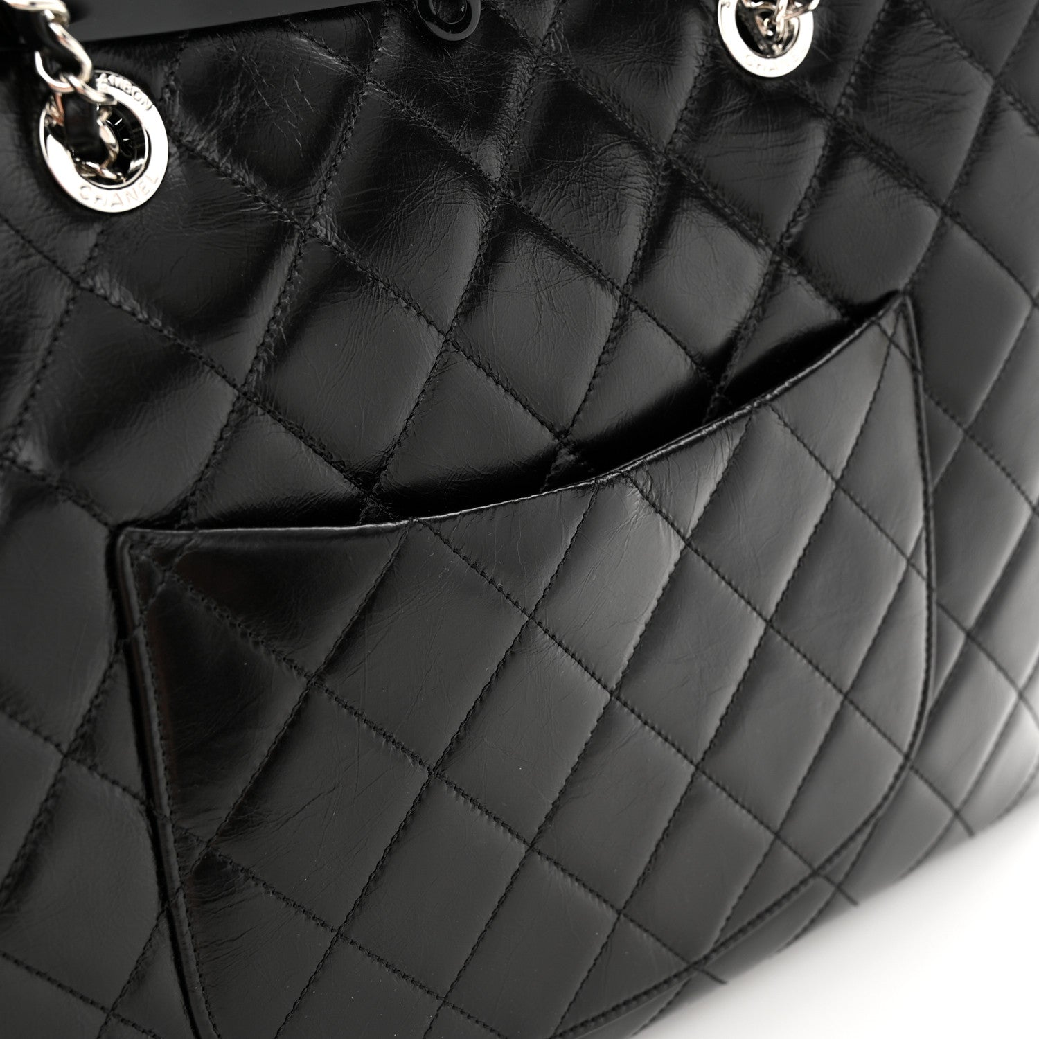 Chanel Glazed Calfskin Quilted Large CC Delivery Tote Black 11 of 12