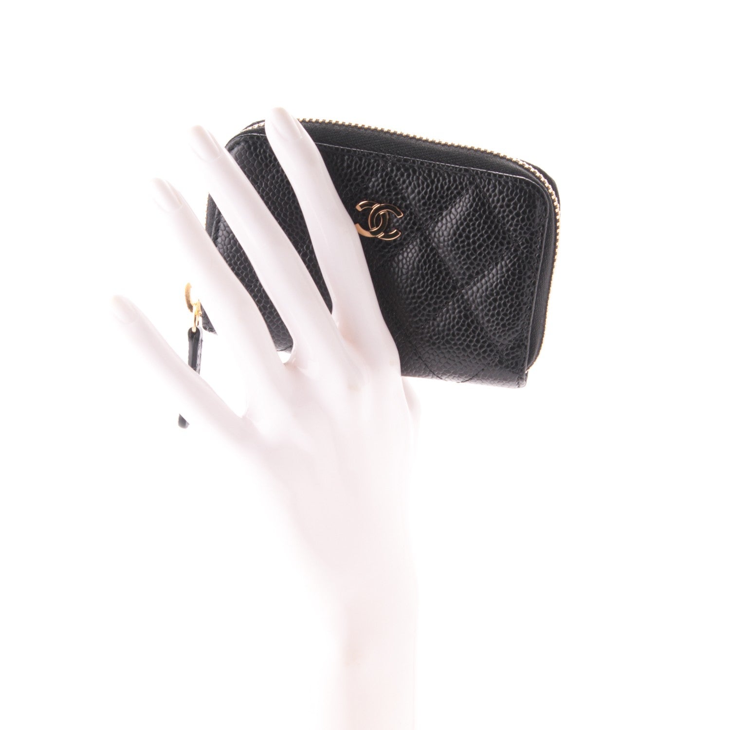 Chanel Caviar Quilted Zip Coin Purse Black 2 of 7