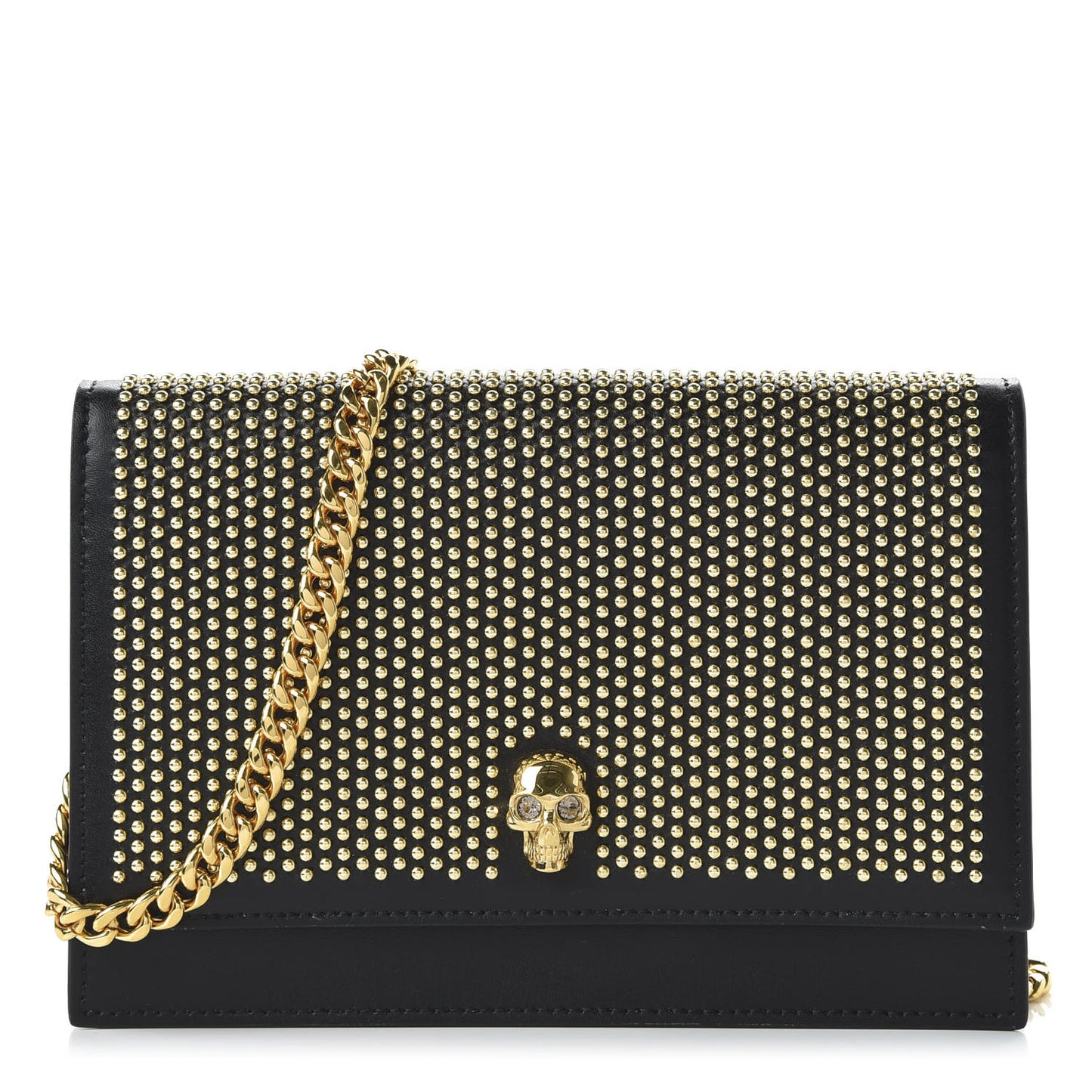Calfskin Studded Skull Small Crossbody Bag Black