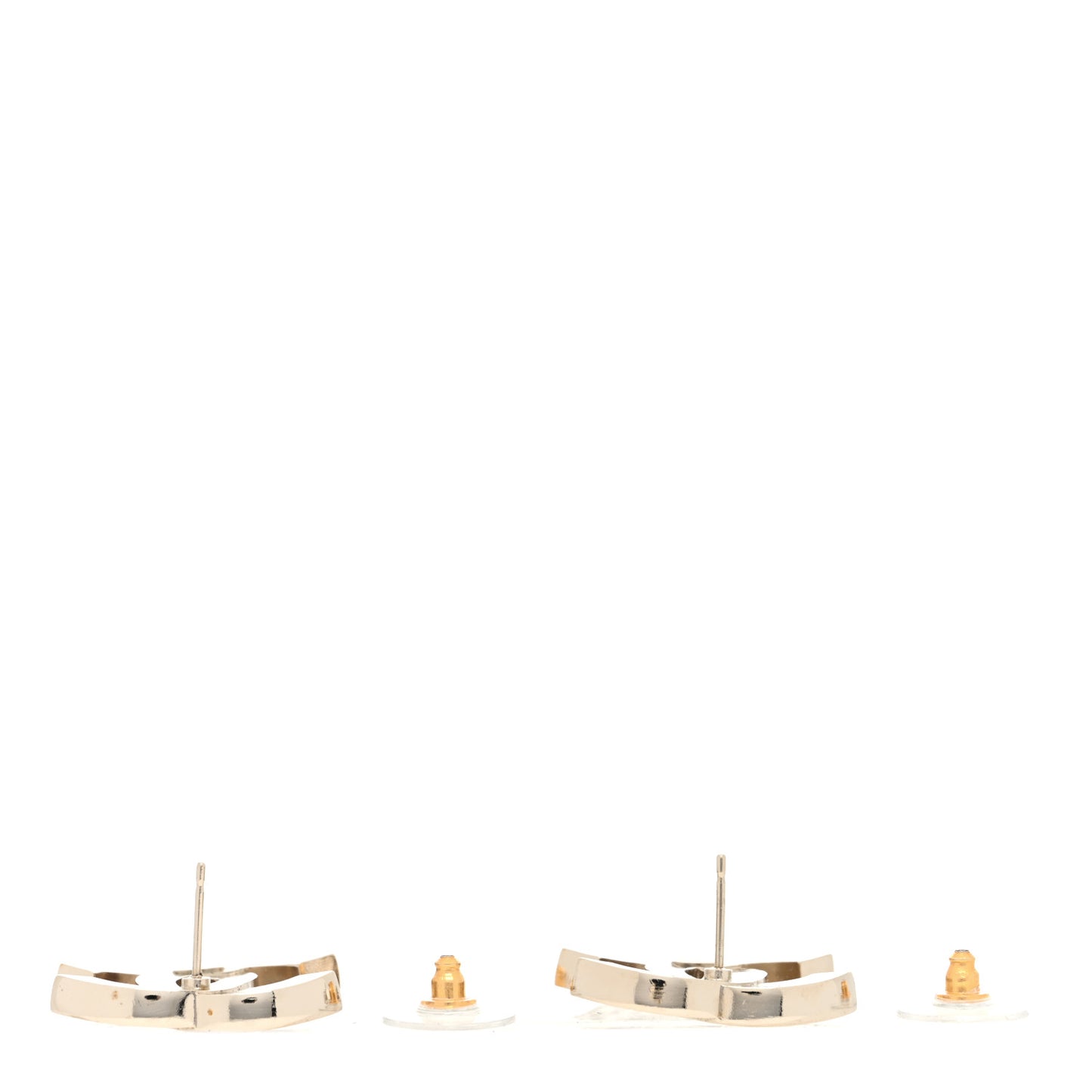 Metal Crystal CC Earrings Gold