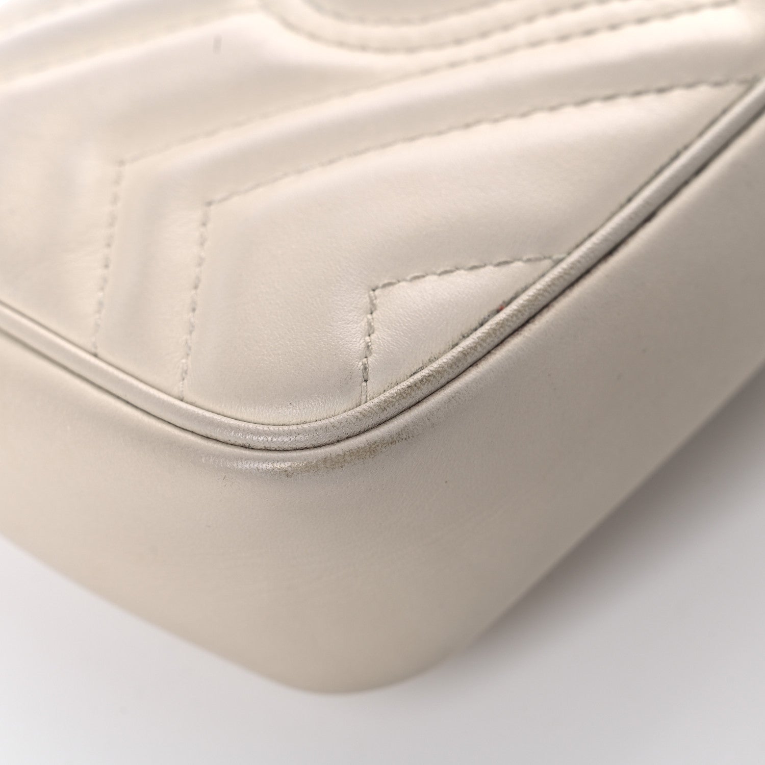 Gucci Calfskin Matelasse Super Mini GG Marmont Shoulder Bag White 10 of 19