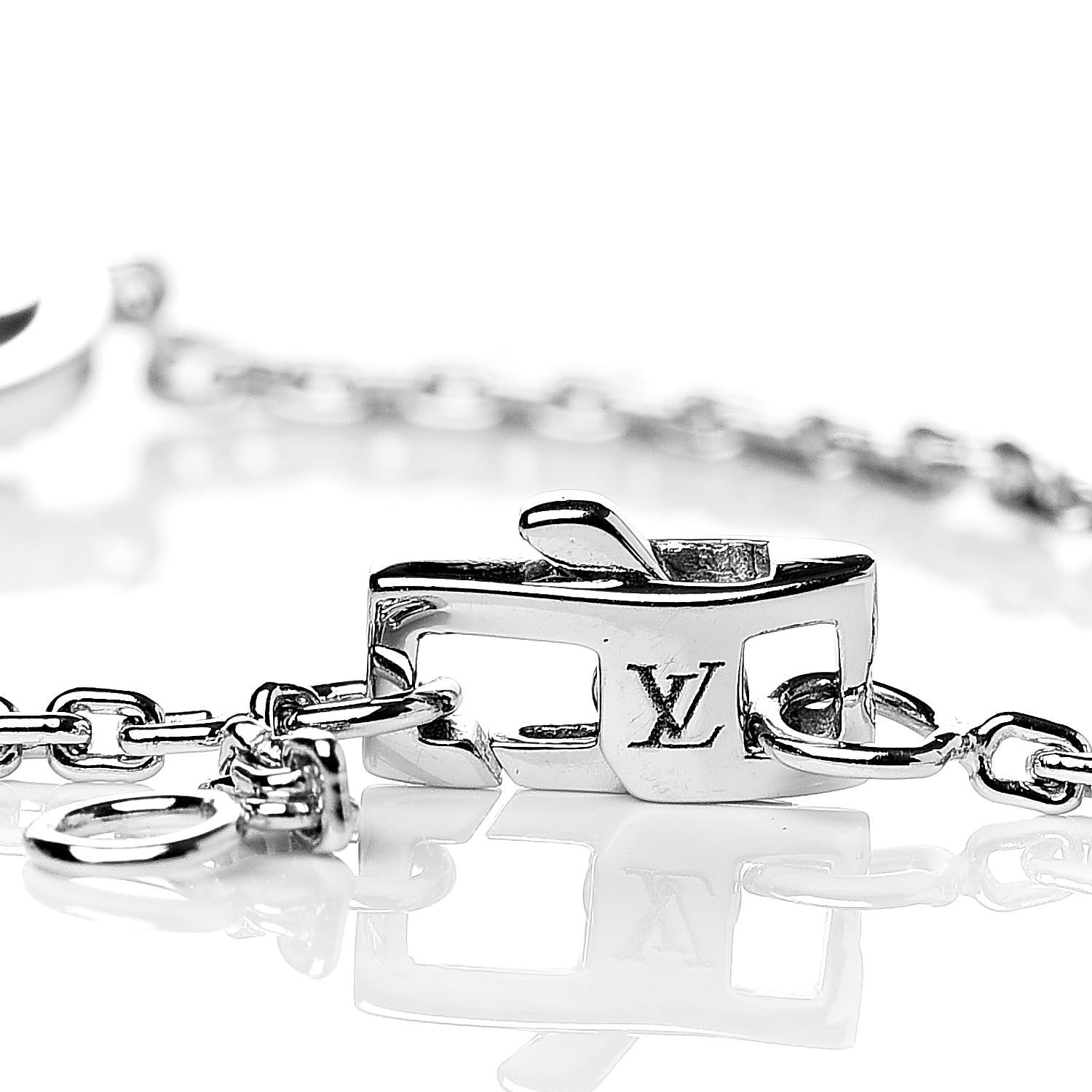 Louis Vuitton 18K White Gold Diamond Three Blossom BB Bracelet 5 of 6