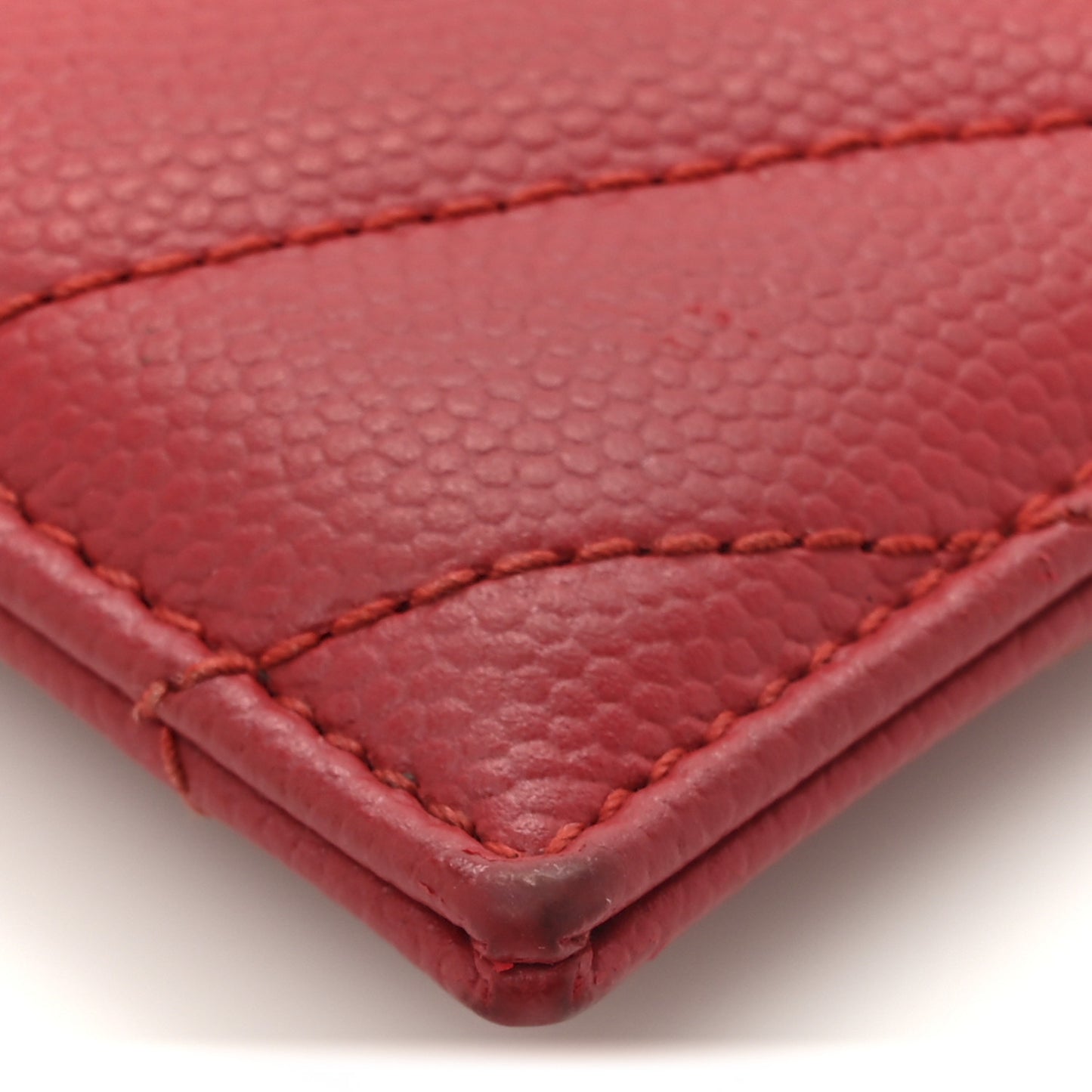 Grain De Poudre Matelasse Chevron Monogram Credit Card Case New Red