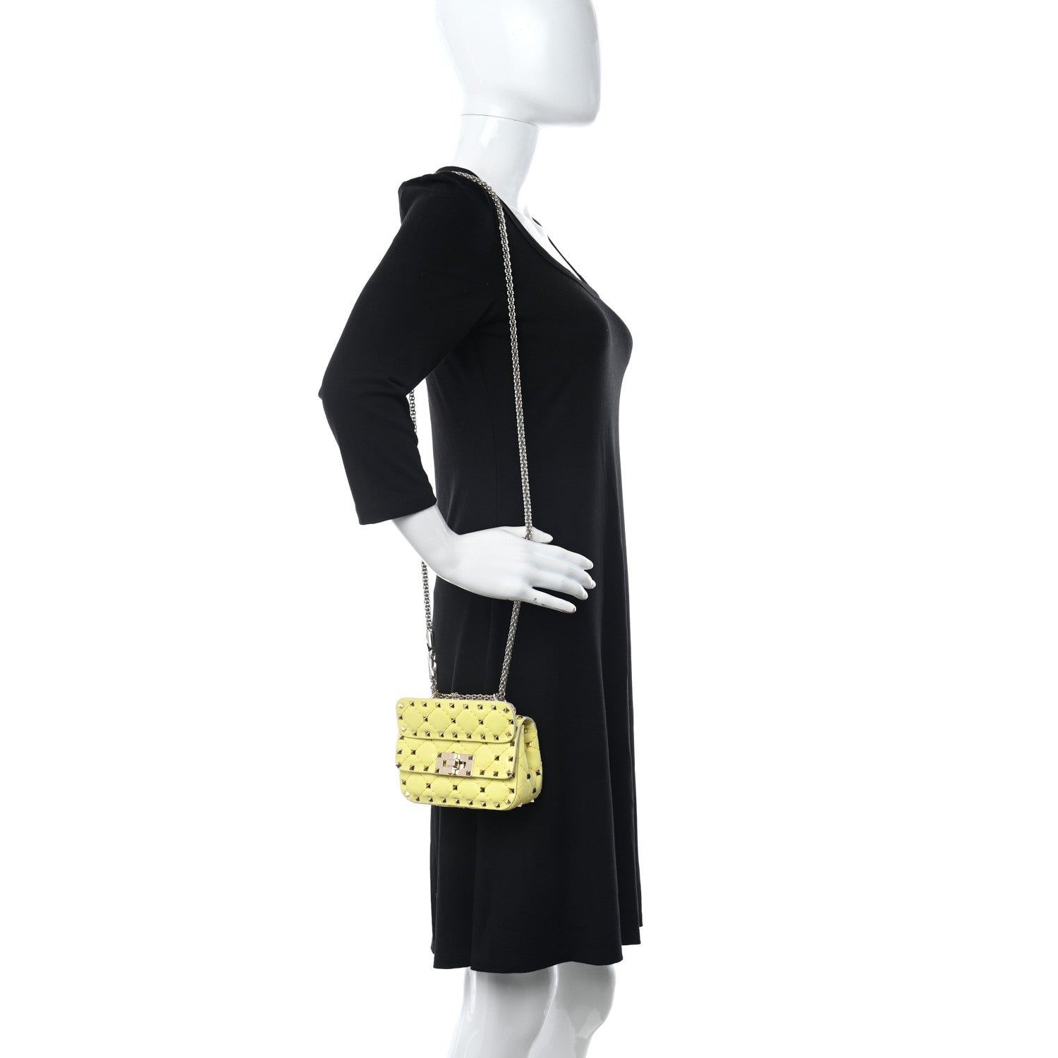 Valentino Garavani Calfskin Micro Rockstud Spike Shoulder Bag Yellow 2 of 10
