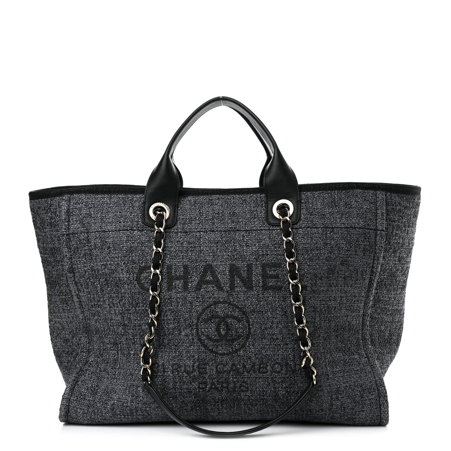Lurex Boucle Medium Deauville Tote Black