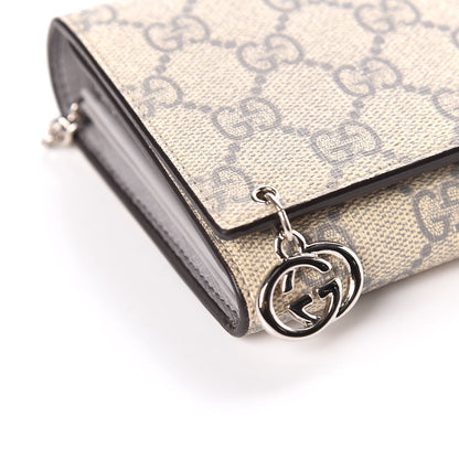 Gucci GG Supreme Monogram GG Pierce Chain Clutch Wallet Ecru Grigio 5 of 10