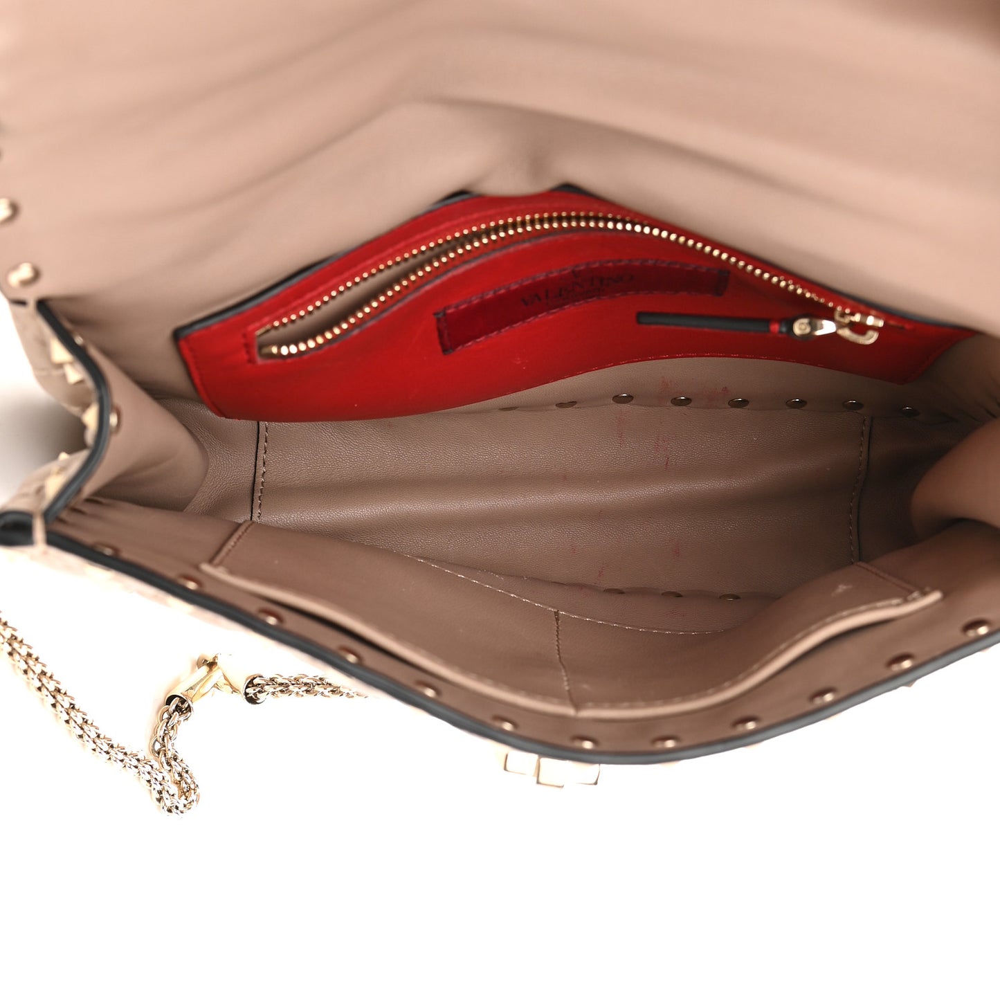 Lambskin Medium Rockstud Spike Shoulder Bag Poudre