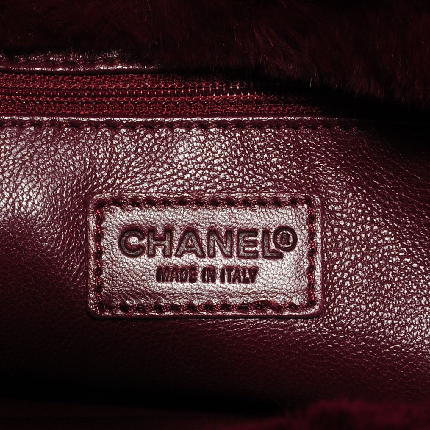 Rabbit Fur Shoulder Bag Burgundy