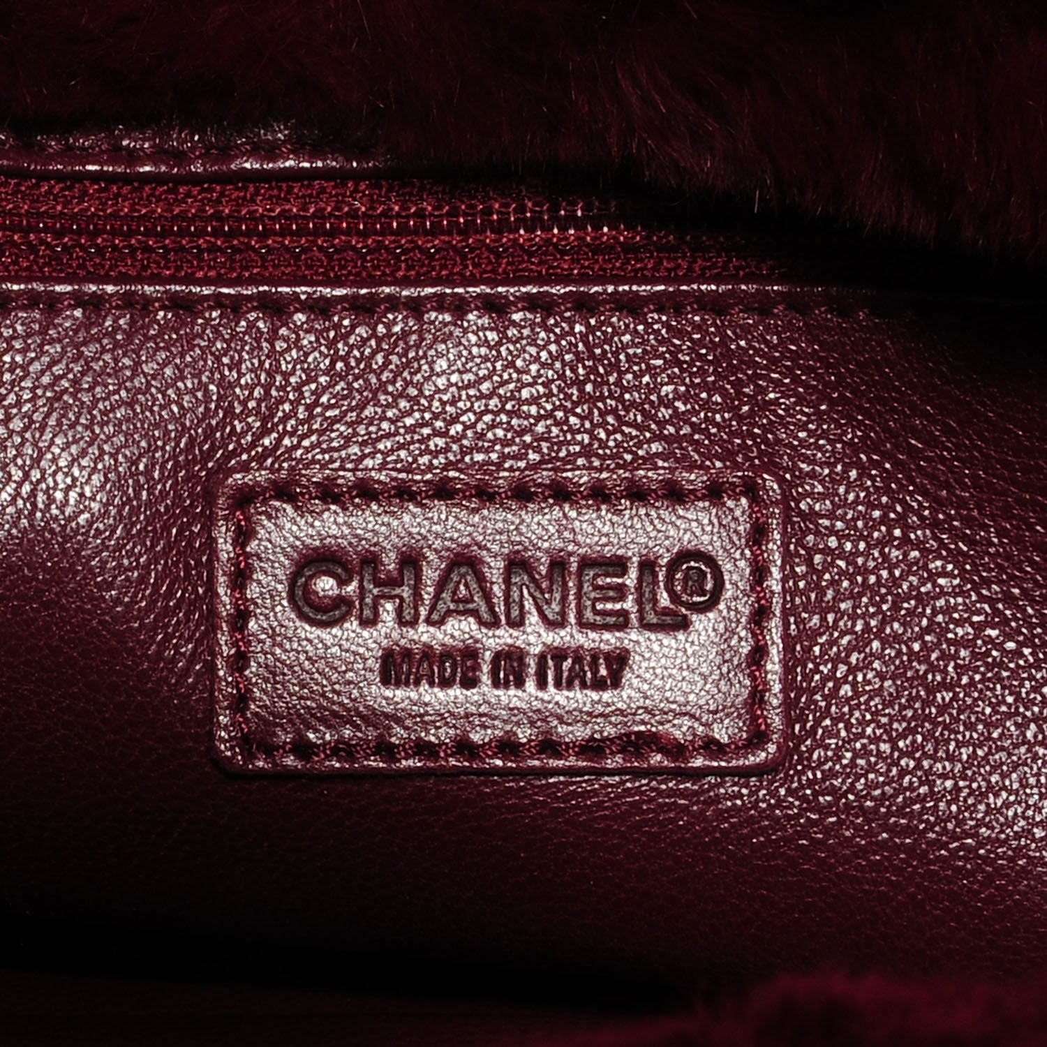 Chanel Rabbit Fur Shoulder Bag Burgundy 5 of 6