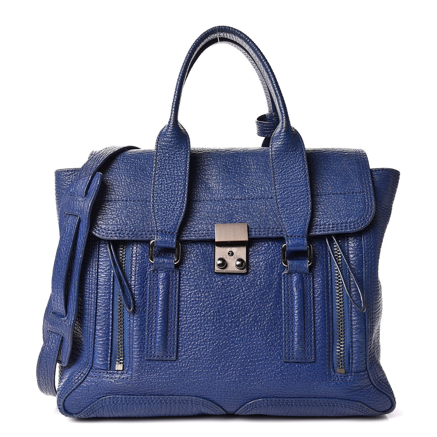 3.1 Textured Calfskin Large Pashli Satchel Cobalt