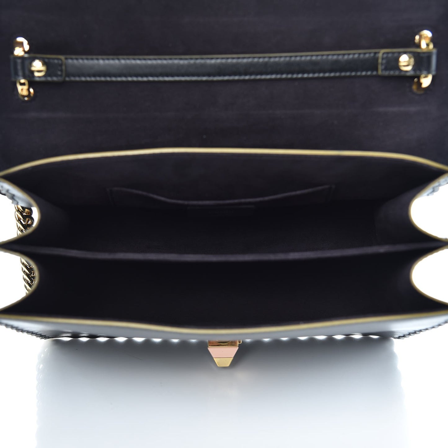 Vitello Liberty Scalloped Studded Kan I Shoulder Bag Black