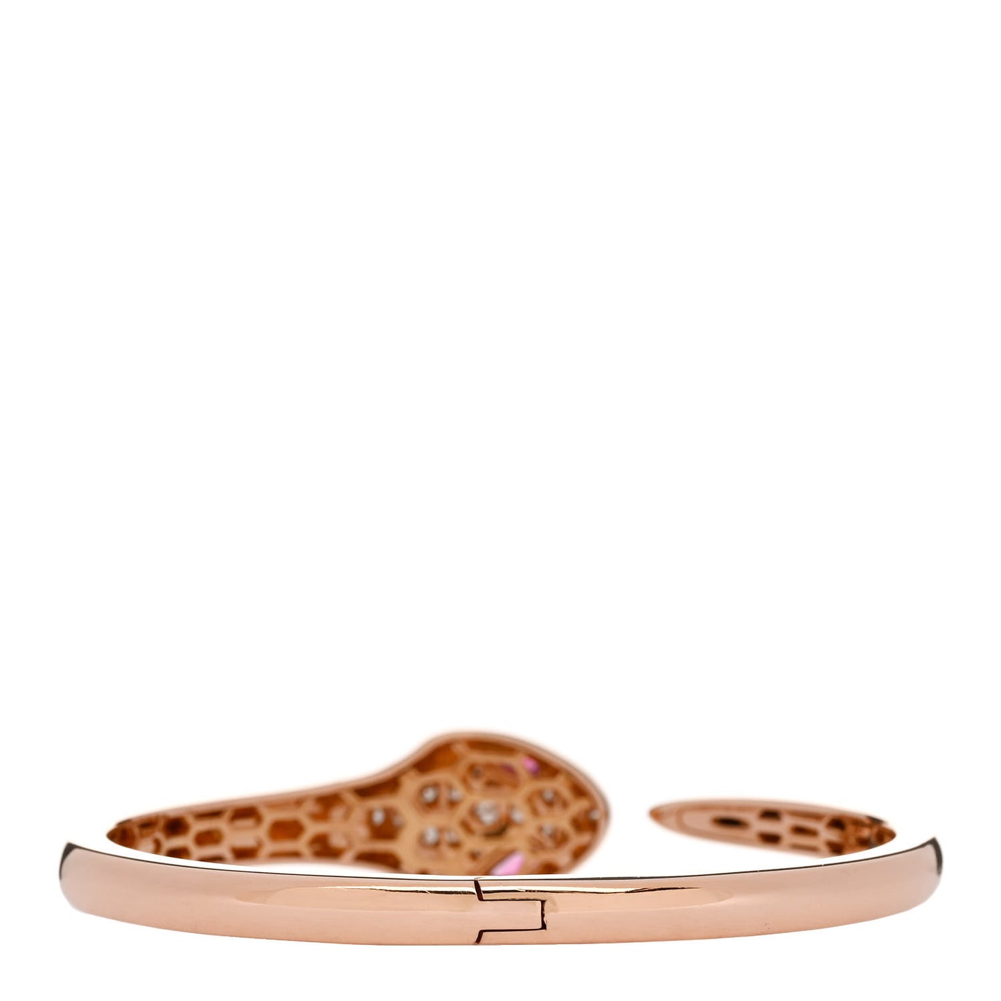 18K Rose Gold Diamond Rubellite Serpenti Seduttori Bangle Bracelet S