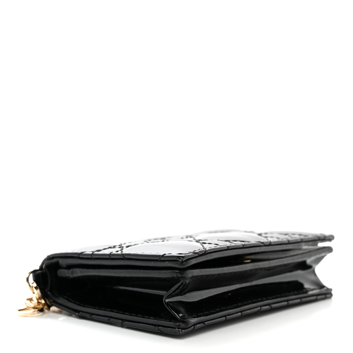 Christian Dior Patent Cannage Small Lady Dior Flap Card Holder Black 4 of 9