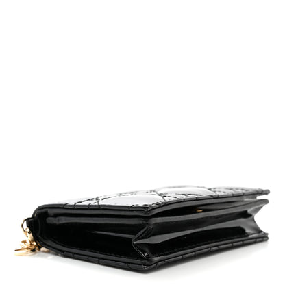Christian Dior Patent Cannage Small Lady Dior Flap Card Holder Black 4 of 9