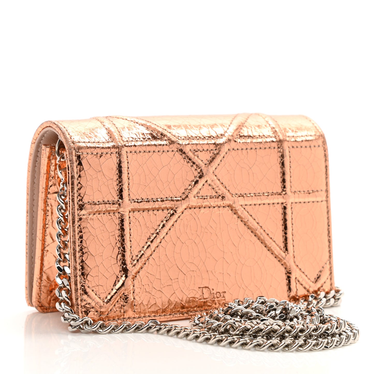 Ceramic Effect Deerskin Baby Diorama Flap Bag Gold