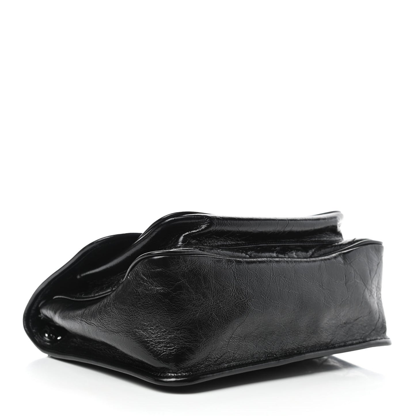 Crinkled Calfskin Matelasse Monogram Medium Niki Chain Satchel Black