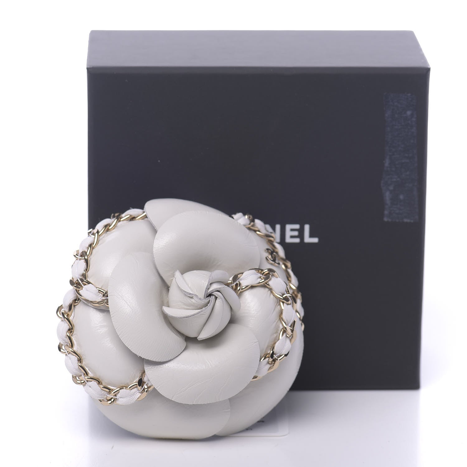 Chanel Lambskin Chain CC Camellia Brooch White 5 of 5